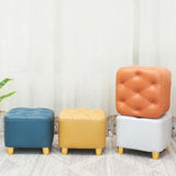 Modern Square Standard Stain Resistant Line Leather Pouf for Living Room