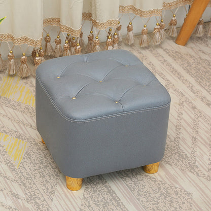 Modern Square Standard Stain Resistant Line Leather Pouf for Living Room
