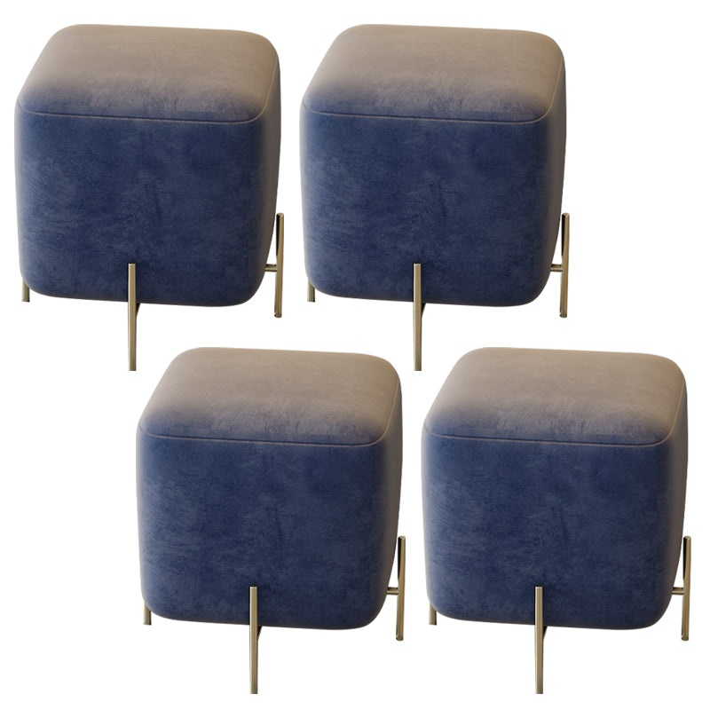 Glam Square Target Pouf Plain Velvet Metal Frame Water Resistant Couch Ottoman