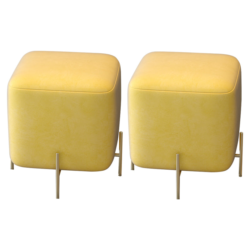 Glam Square Target Pouf Plain Velvet Metal Frame Water Resistant Couch Ottoman