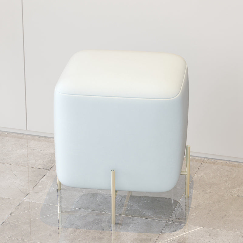 Glam Square Target Pouf Plain Velvet Metal Frame Water Resistant Couch Ottoman