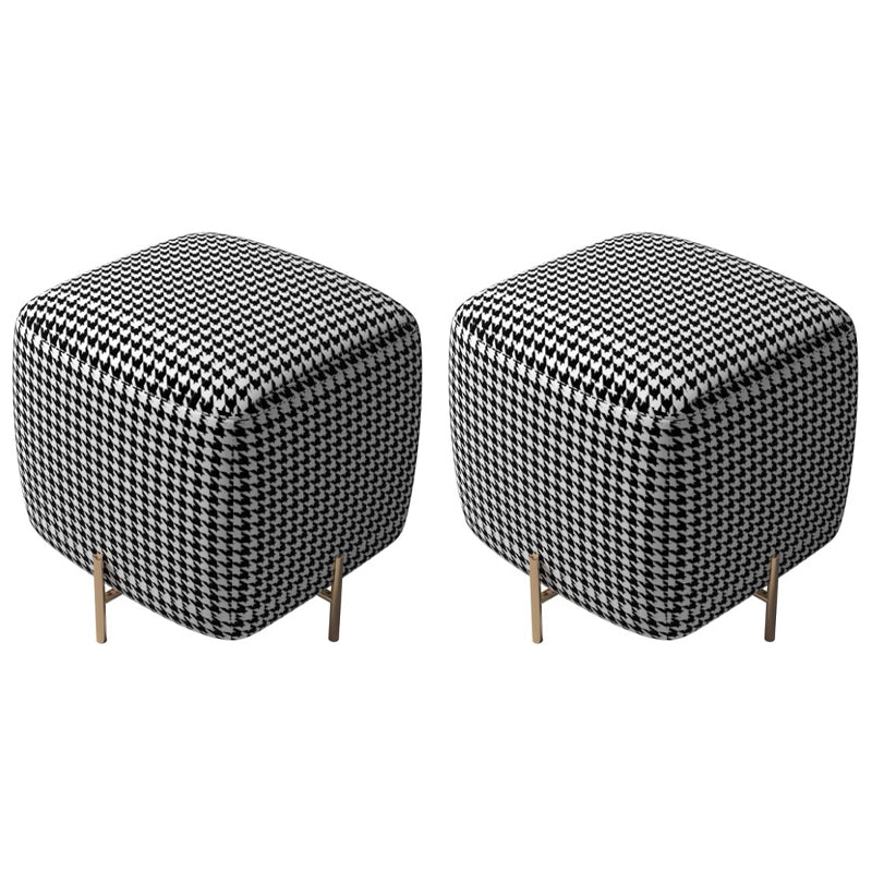 Glam Square Target Pouf Plain Velvet Metal Frame Water Resistant Couch Ottoman