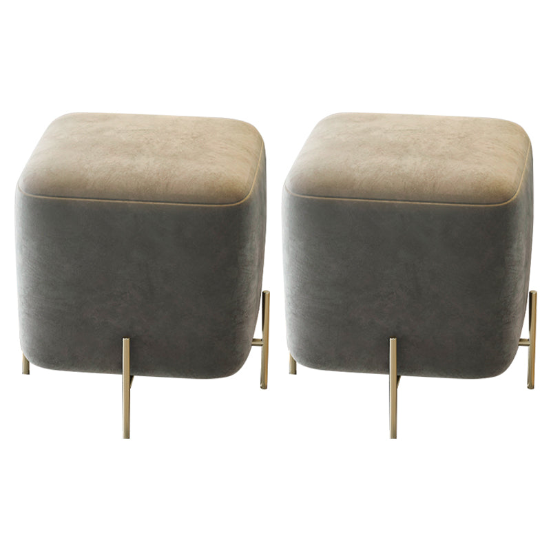 Glam Square Target Pouf Plain Velvet Metal Frame Water Resistant Couch Ottoman