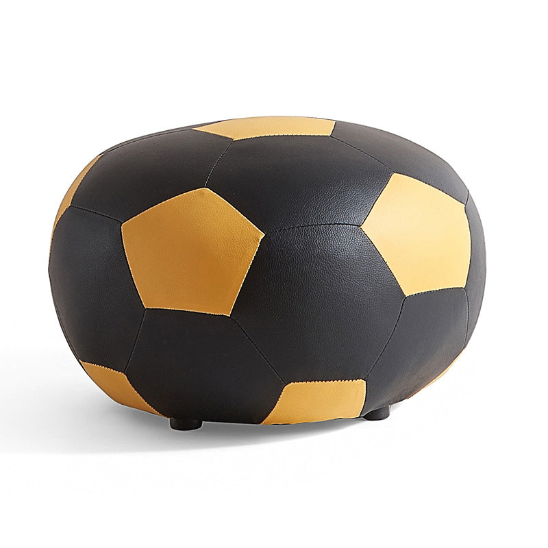 Modern Ottoman Football Pattern Faux Leather Indoor Round Pouf Chair Clearhalo 'furn' 'furn_ottomans_poufs' 'Furniture' 'Living Room Furniture' 'Ottomans & Poufs' 'ottomans_poufs' 5517276