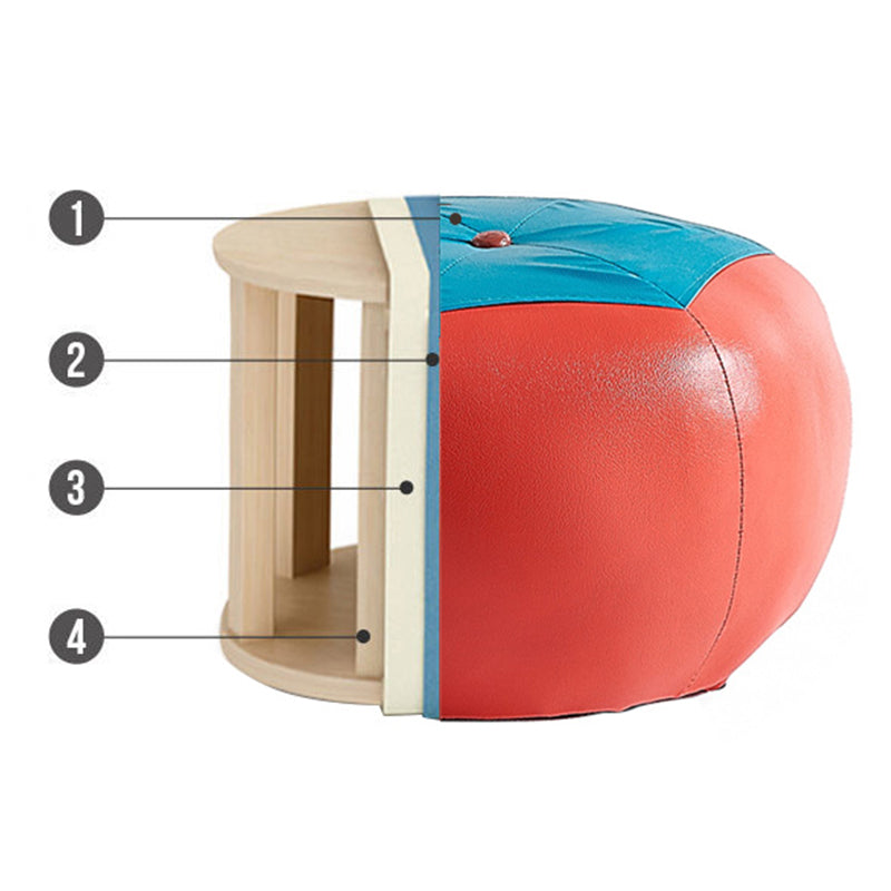 Modern Ottoman Football Pattern Faux Leather Indoor Round Pouf Chair Clearhalo 'furn' 'furn_ottomans_poufs' 'Furniture' 'Living Room Furniture' 'Ottomans & Poufs' 'ottomans_poufs' 5517278