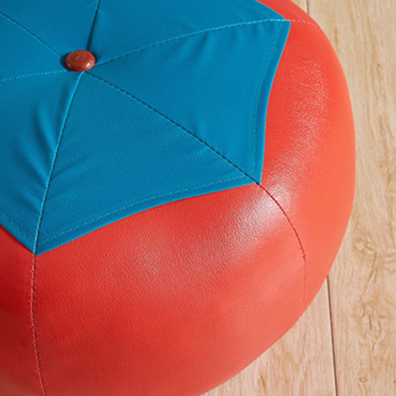 Modern Ottoman Football Pattern Faux Leather Indoor Round Pouf Chair Clearhalo 'furn' 'furn_ottomans_poufs' 'Furniture' 'Living Room Furniture' 'Ottomans & Poufs' 'ottomans_poufs' 5517279