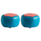 Modern Ottoman Football Pattern Faux Leather Indoor Round Pouf Chair Blue 2 Piece Set Clearhalo 'furn' 'furn_ottomans_poufs' 'Furniture' 'Living Room Furniture' 'Ottomans & Poufs' 'ottomans_poufs' 5517282