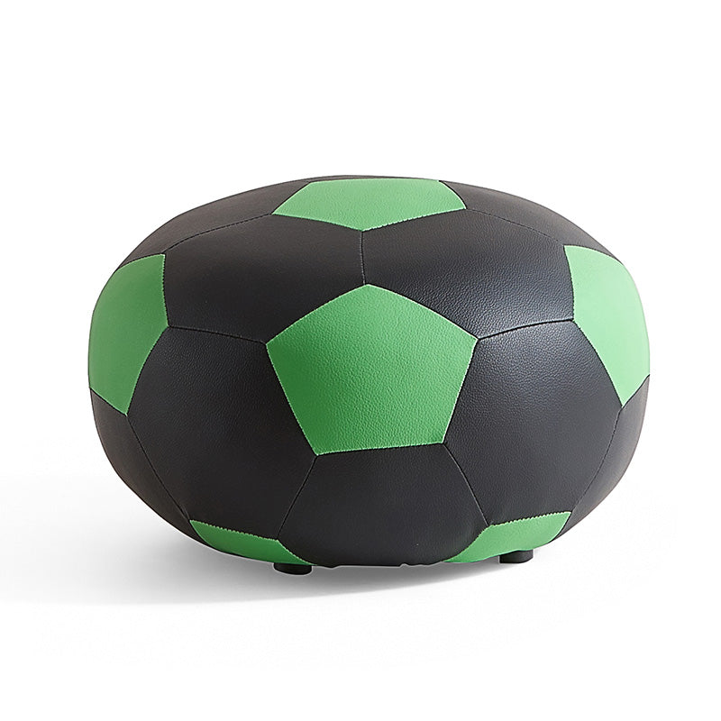 Modern Ottoman Football Pattern Faux Leather Indoor Round Pouf Chair Green 1 Piece Clearhalo 'furn' 'furn_ottomans_poufs' 'Furniture' 'Living Room Furniture' 'Ottomans & Poufs' 'ottomans_poufs' 5517286
