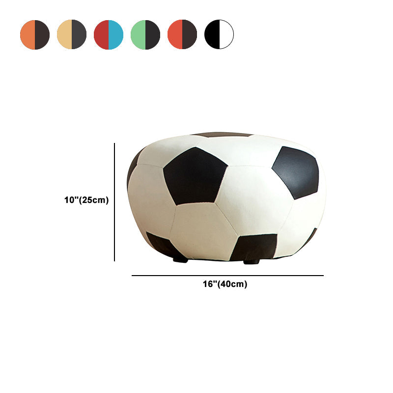 Modern Ottoman Football Pattern Faux Leather Indoor Round Pouf Chair Clearhalo 'furn' 'furn_ottomans_poufs' 'Furniture' 'Living Room Furniture' 'Ottomans & Poufs' 'ottomans_poufs' 5517298