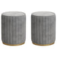 Glam Velvet Pouf Chair Tear Resistant Cylinder Shape Gold Base Ottoman Stool Grey 2 Piece Set Clearhalo 'furn' 'furn_ottomans_poufs' 'Furniture' 'Living Room Furniture' 'Ottomans & Poufs' 'ottomans_poufs' 5517302
