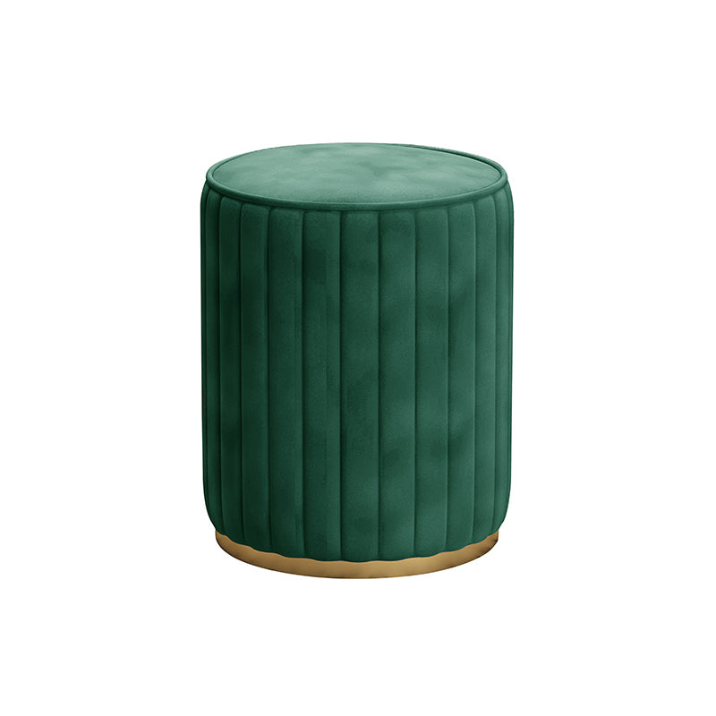 Glam Velvet Pouf Chair Tear Resistant Cylinder Shape Gold Base Ottoman Stool Blackish Green 1 Piece Clearhalo 'furn' 'furn_ottomans_poufs' 'Furniture' 'Living Room Furniture' 'Ottomans & Poufs' 'ottomans_poufs' 5517305