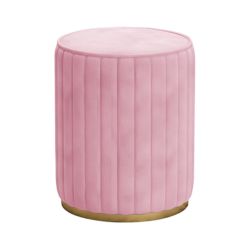 Glam Velvet Pouf Chair Tear Resistant Cylinder Shape Gold Base Ottoman Stool Clearhalo 'furn' 'furn_ottomans_poufs' 'Furniture' 'Living Room Furniture' 'Ottomans & Poufs' 'ottomans_poufs' 5517307