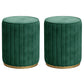 Glam Velvet Pouf Chair Tear Resistant Cylinder Shape Gold Base Ottoman Stool Blackish Green 2 Piece Set Clearhalo 'furn' 'furn_ottomans_poufs' 'Furniture' 'Living Room Furniture' 'Ottomans & Poufs' 'ottomans_poufs' 5517308