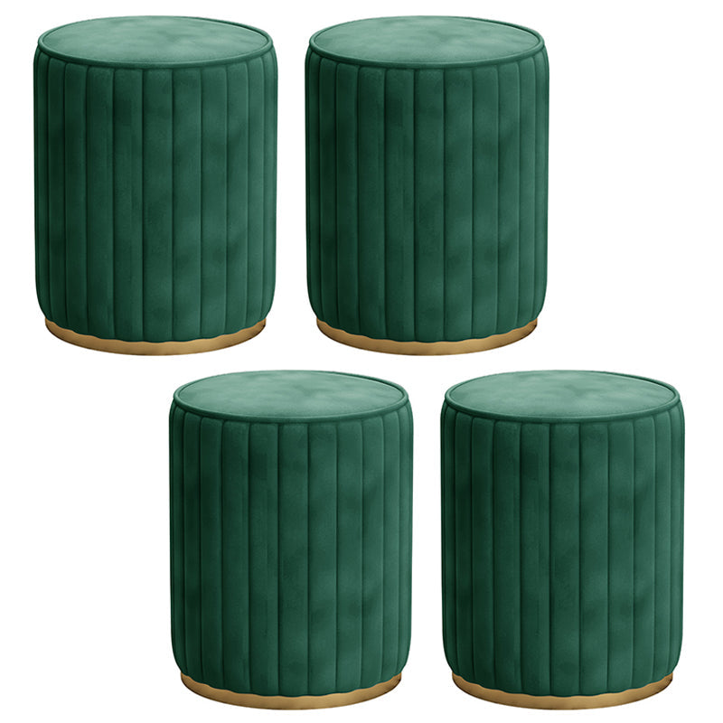 Glam Velvet Pouf Chair Tear Resistant Cylinder Shape Gold Base Ottoman Stool Blackish Green 4 Piece Set Clearhalo 'furn' 'furn_ottomans_poufs' 'Furniture' 'Living Room Furniture' 'Ottomans & Poufs' 'ottomans_poufs' 5517310