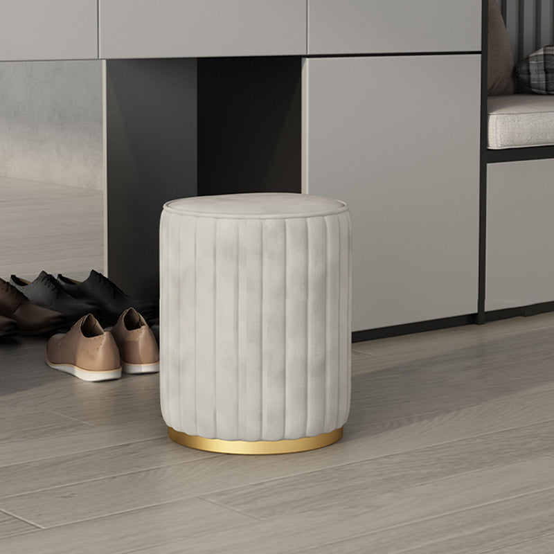 Glam Velvet Pouf Chair Tear Resistant Cylinder Shape Gold Base Ottoman Stool Clearhalo 'furn' 'furn_ottomans_poufs' 'Furniture' 'Living Room Furniture' 'Ottomans & Poufs' 'ottomans_poufs' 5517320