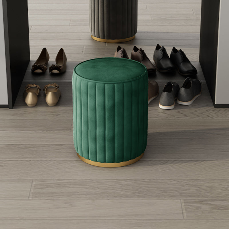 Glam Velvet Pouf Chair Tear Resistant Cylinder Shape Gold Base Ottoman Stool Clearhalo 'furn' 'furn_ottomans_poufs' 'Furniture' 'Living Room Furniture' 'Ottomans & Poufs' 'ottomans_poufs' 5517324