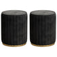 Glam Velvet Pouf Chair Tear Resistant Cylinder Shape Gold Base Ottoman Stool Black 2 Piece Set Clearhalo 'furn' 'furn_ottomans_poufs' 'Furniture' 'Living Room Furniture' 'Ottomans & Poufs' 'ottomans_poufs' 5517326