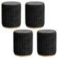 Glam Velvet Pouf Chair Tear Resistant Cylinder Shape Gold Base Ottoman Stool Black 4 Piece Set Clearhalo 'furn' 'furn_ottomans_poufs' 'Furniture' 'Living Room Furniture' 'Ottomans & Poufs' 'ottomans_poufs' 5517327