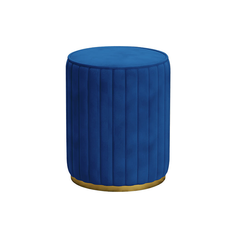 Glam Velvet Pouf Chair Tear Resistant Cylinder Shape Gold Base Ottoman Stool Dark Blue 1 Piece Clearhalo 'furn' 'furn_ottomans_poufs' 'Furniture' 'Living Room Furniture' 'Ottomans & Poufs' 'ottomans_poufs' 5517328