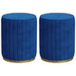 Glam Velvet Pouf Chair Tear Resistant Cylinder Shape Gold Base Ottoman Stool Dark Blue 2 Piece Set Clearhalo 'furn' 'furn_ottomans_poufs' 'Furniture' 'Living Room Furniture' 'Ottomans & Poufs' 'ottomans_poufs' 5517329