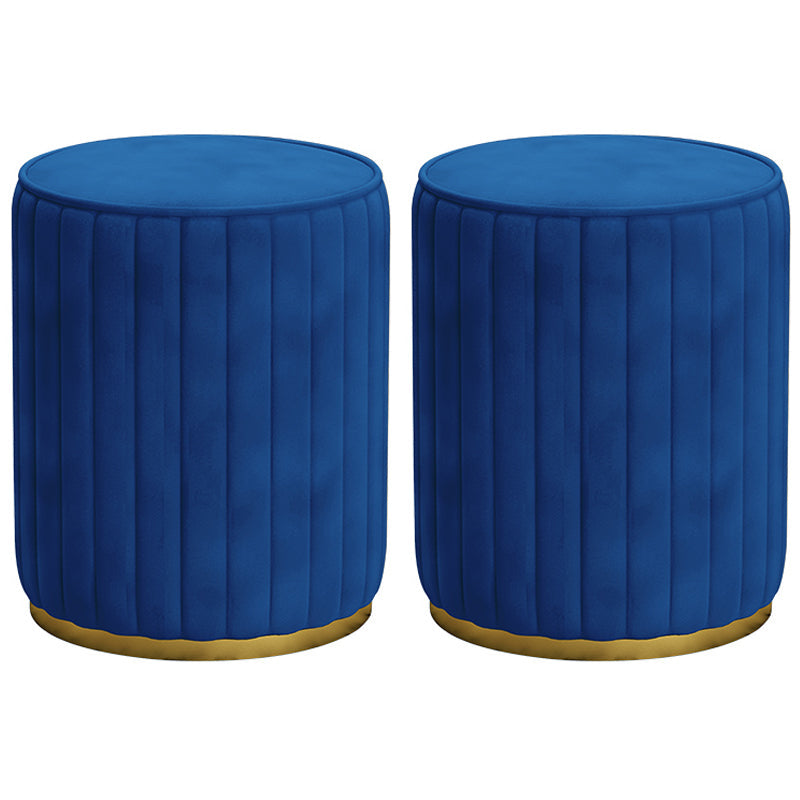 Glam Velvet Pouf Chair Tear Resistant Cylinder Shape Gold Base Ottoman Stool Dark Blue 2 Piece Set Clearhalo 'furn' 'furn_ottomans_poufs' 'Furniture' 'Living Room Furniture' 'Ottomans & Poufs' 'ottomans_poufs' 5517329