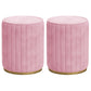 Glam Velvet Pouf Chair Tear Resistant Cylinder Shape Gold Base Ottoman Stool Pink 2 Piece Set Clearhalo 'furn' 'furn_ottomans_poufs' 'Furniture' 'Living Room Furniture' 'Ottomans & Poufs' 'ottomans_poufs' 5517332