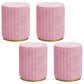 Glam Velvet Pouf Chair Tear Resistant Cylinder Shape Gold Base Ottoman Stool Pink 4 Piece Set Clearhalo 'furn' 'furn_ottomans_poufs' 'Furniture' 'Living Room Furniture' 'Ottomans & Poufs' 'ottomans_poufs' 5517333