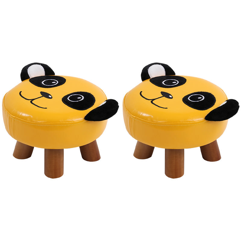 Modern Water Resistant Ottoman Specialty Shape Yellow Leather Standard 11"L x 11"W x 7"H Yellow 2 Piece Set Clearhalo 'furn' 'furn_ottomans_poufs' 'Furniture' 'Living Room Furniture' 'Ottomans & Poufs' 'ottomans_poufs' 5517350