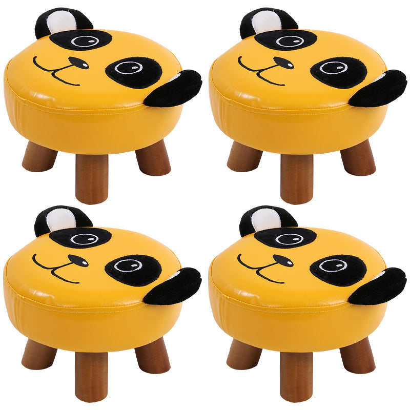 Modern Water Resistant Ottoman Specialty Shape Yellow Leather Standard 11"L x 11"W x 7"H Yellow 4 Piece Set Clearhalo 'furn' 'furn_ottomans_poufs' 'Furniture' 'Living Room Furniture' 'Ottomans & Poufs' 'ottomans_poufs' 5517351