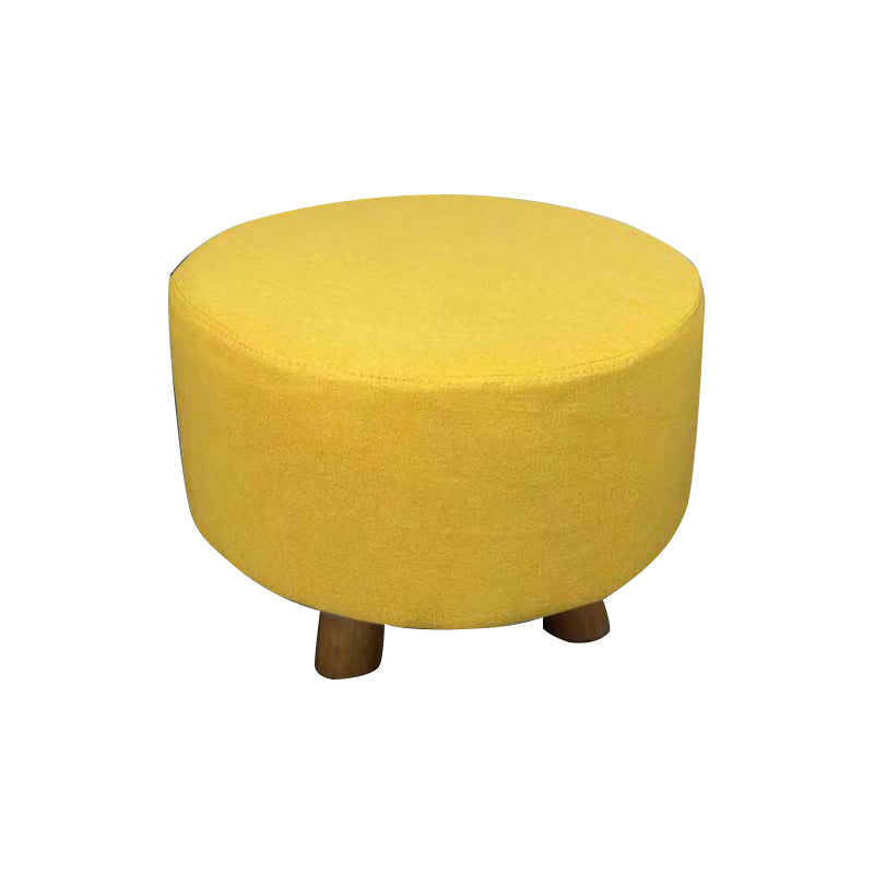 Contemporary Round Ottoman Footrest Plain Cotton Fade Resistant Sherpa Pouf Yellow 1 Piece Clearhalo 'furn' 'furn_ottomans_poufs' 'Furniture' 'Living Room Furniture' 'Ottomans & Poufs' 'ottomans_poufs' 5517395