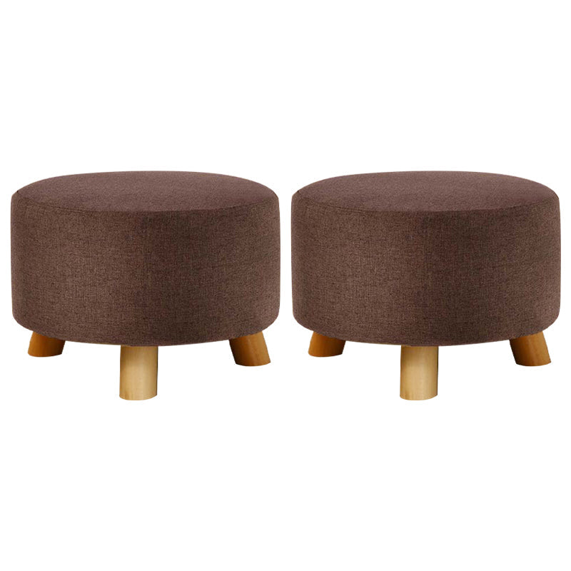 Contemporary Round Ottoman Footrest Plain Cotton Fade Resistant Sherpa Pouf Brown 2 Piece Set Clearhalo 'furn' 'furn_ottomans_poufs' 'Furniture' 'Living Room Furniture' 'Ottomans & Poufs' 'ottomans_poufs' 5517416