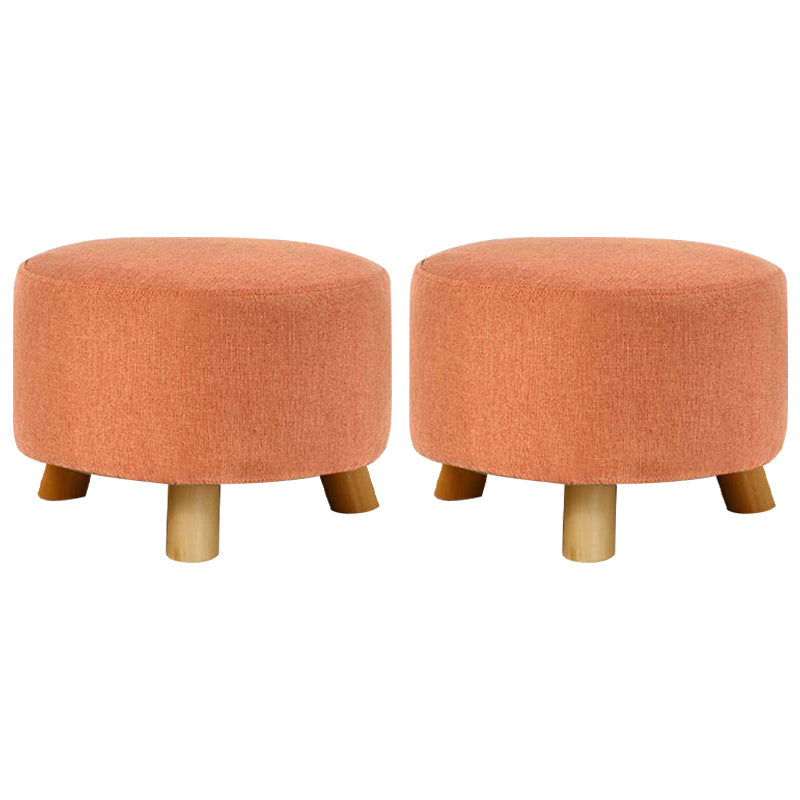 Contemporary Round Ottoman Footrest Plain Cotton Fade Resistant Sherpa Pouf Orange 2 Piece Set Clearhalo 'furn' 'furn_ottomans_poufs' 'Furniture' 'Living Room Furniture' 'Ottomans & Poufs' 'ottomans_poufs' 5517420