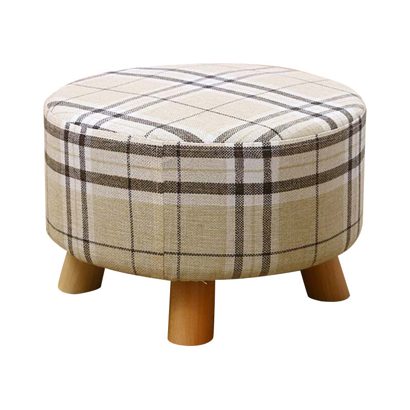 Contemporary Round Ottoman Footrest Plain Cotton Fade Resistant Sherpa Pouf Beige 1 Piece Clearhalo 'furn' 'furn_ottomans_poufs' 'Furniture' 'Living Room Furniture' 'Ottomans & Poufs' 'ottomans_poufs' 5517425