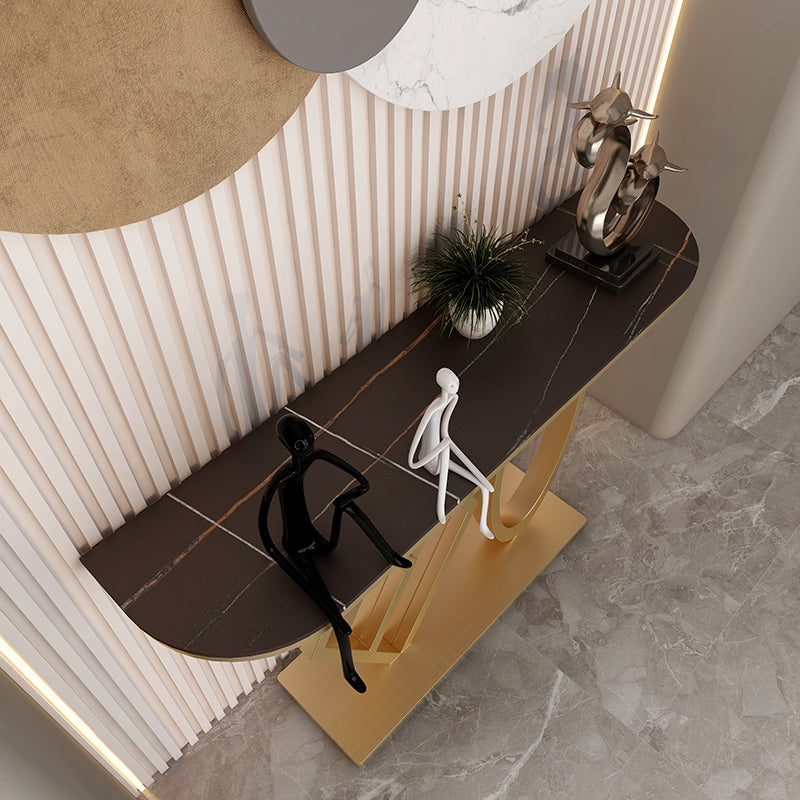 Tabella della console di metallo e pietra moderna da 31 pollici console di divano alto