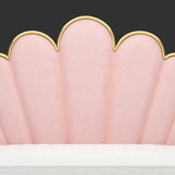 Glam Metal Panel Bed with Fabric Camelback Upholstered Headboard