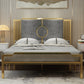 78.74" Wire-Grid Bed Frame, Glam Metal  Bed with Headboard and Footboard