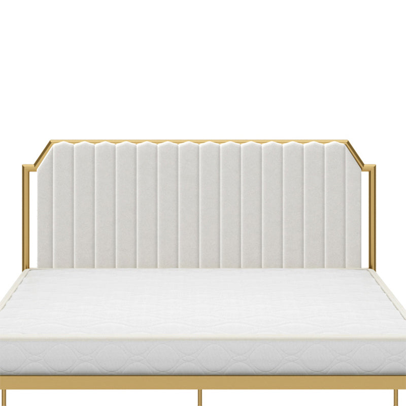 Leather Bed,Queen Metal Frame Panel Bed with Scooped Headboard Clearhalo 'Bedroom Furniture' 'Beds' 'furn' 'furn_beds' 'Furniture' 5517699