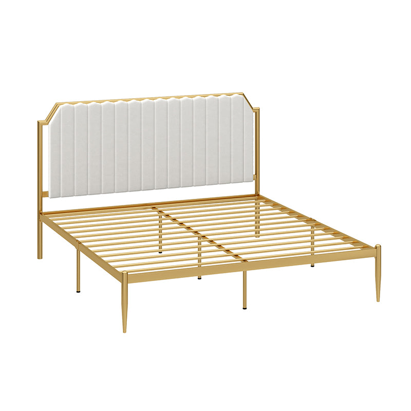 Leather Bed,Queen Metal Frame Panel Bed with Scooped Headboard Clearhalo 'Bedroom Furniture' 'Beds' 'furn' 'furn_beds' 'Furniture' 5517705