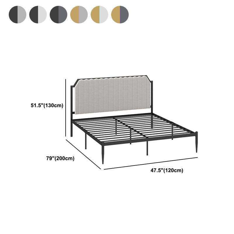 Leather Bed,Queen Metal Frame Panel Bed with Scooped Headboard Clearhalo 'Bedroom Furniture' 'Beds' 'furn' 'furn_beds' 'Furniture' 5517707