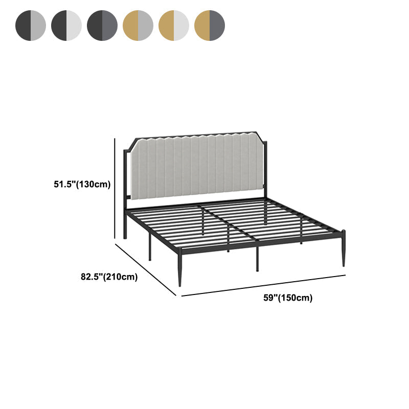 Leather Bed,Queen Metal Frame Panel Bed with Scooped Headboard Clearhalo 'Bedroom Furniture' 'Beds' 'furn' 'furn_beds' 'Furniture' 5517710