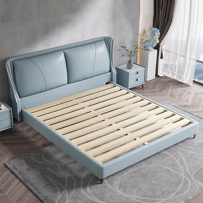Letto moderno vera pannello in pelle letto in legno con testiera imbottita