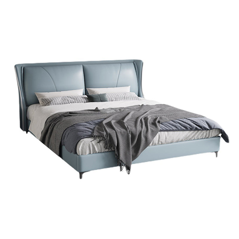 Letto moderno vera pannello in pelle letto in legno con testiera imbottita