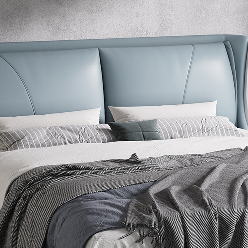 Letto moderno vera pannello in pelle letto in legno con testiera imbottita