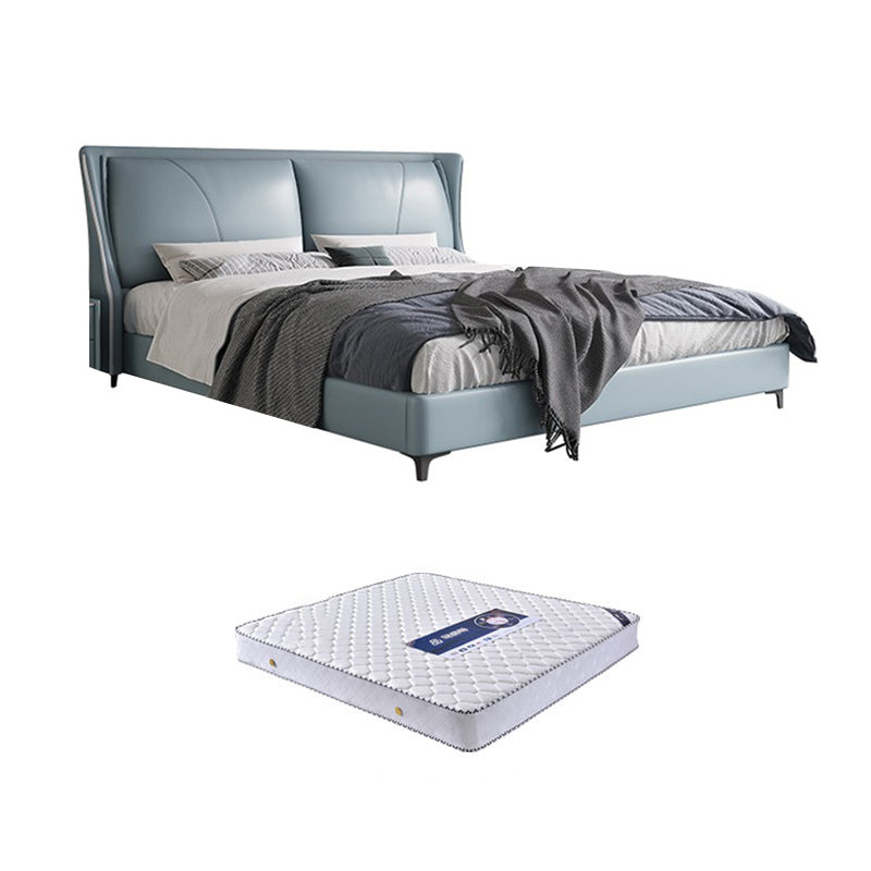 Letto moderno vera pannello in pelle letto in legno con testiera imbottita