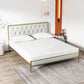 Tufted Upholstered Bed with Headboard Faux Leather Bed with Metal Legs Full XL Off-White Clearhalo 'Bedroom Furniture' 'Beds' 'furn' 'furn_beds' 'Furniture' 5517747