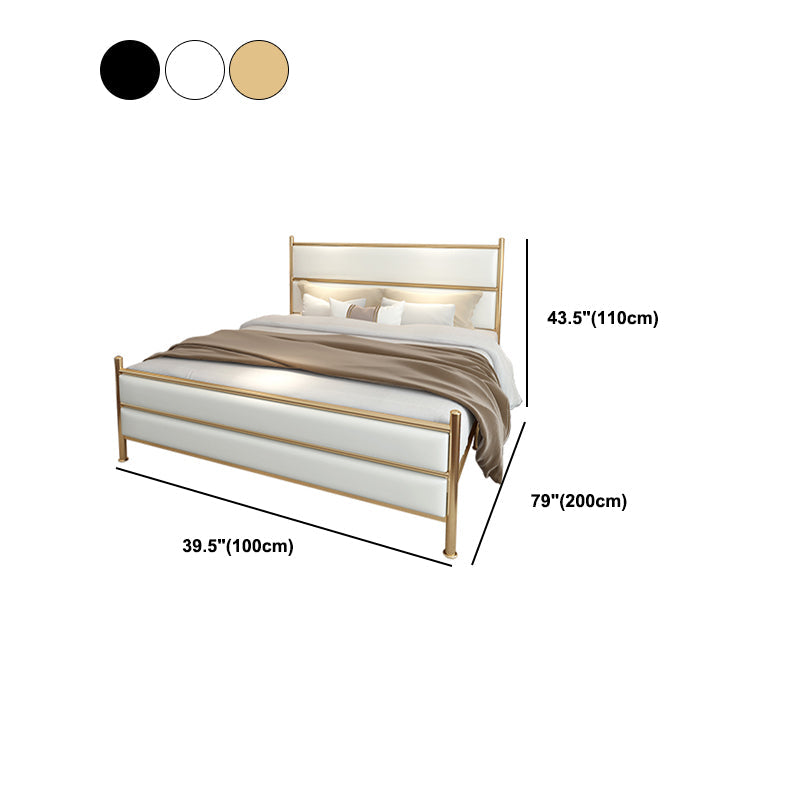 Upholstered Metal Bed with Headboard 43.3" Tall Low Profile Bed Clearhalo 'Bedroom Furniture' 'Beds' 'furn' 'furn_beds' 'Furniture' 5517770