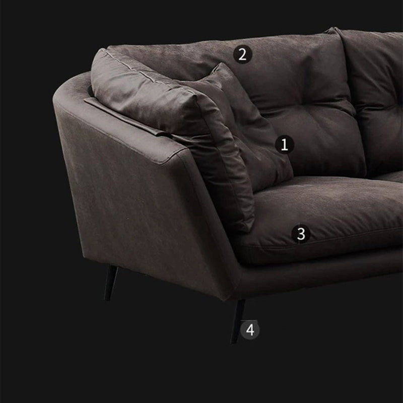 フェイクレザータフテッドコンテンポラリーフレアアームステイン耐性ソファソファ