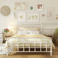 Industrial Metal Open-Frame Standard Bed, Rectangular Headboard Bed