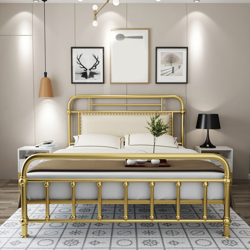Industrieel metaal open-frame standaard bed, rechthoekig hoofdeinde bed