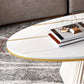 Oval Box Shaped Base Design Slate Table Glam Style Coffee Table